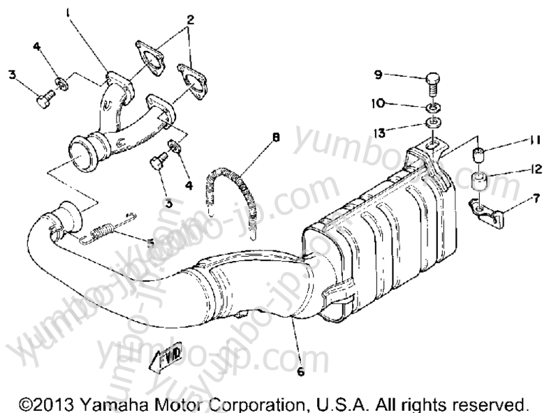 Exhaust for snowmobiles YAMAHA ET340C 1979 year