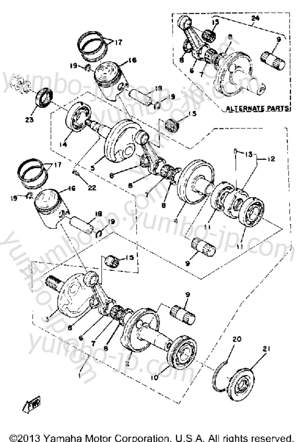 Crank - Piston for snowmobiles YAMAHA ET300C 1979 year