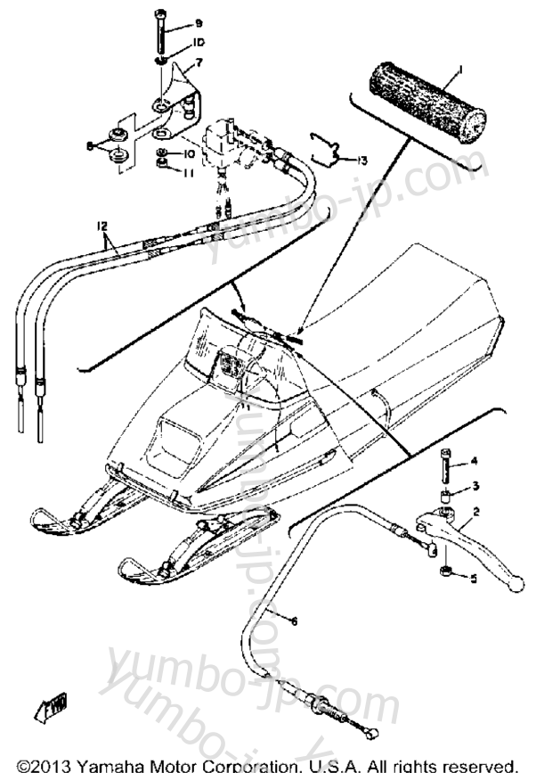 Grip - Wiring Gpx338f - Gpx433f for snowmobiles YAMAHA GPX338F 1974 year