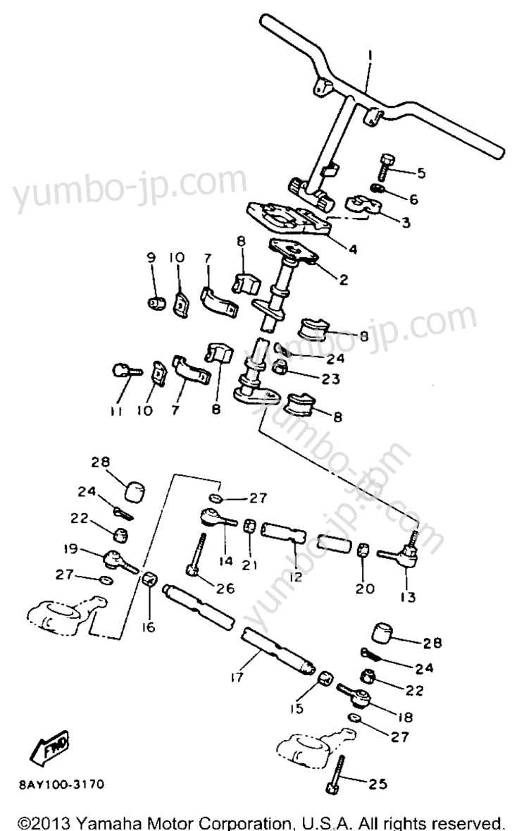 Steering для снегоходов YAMAHA EXCITER II SX (EX570SXT) 1993 г.