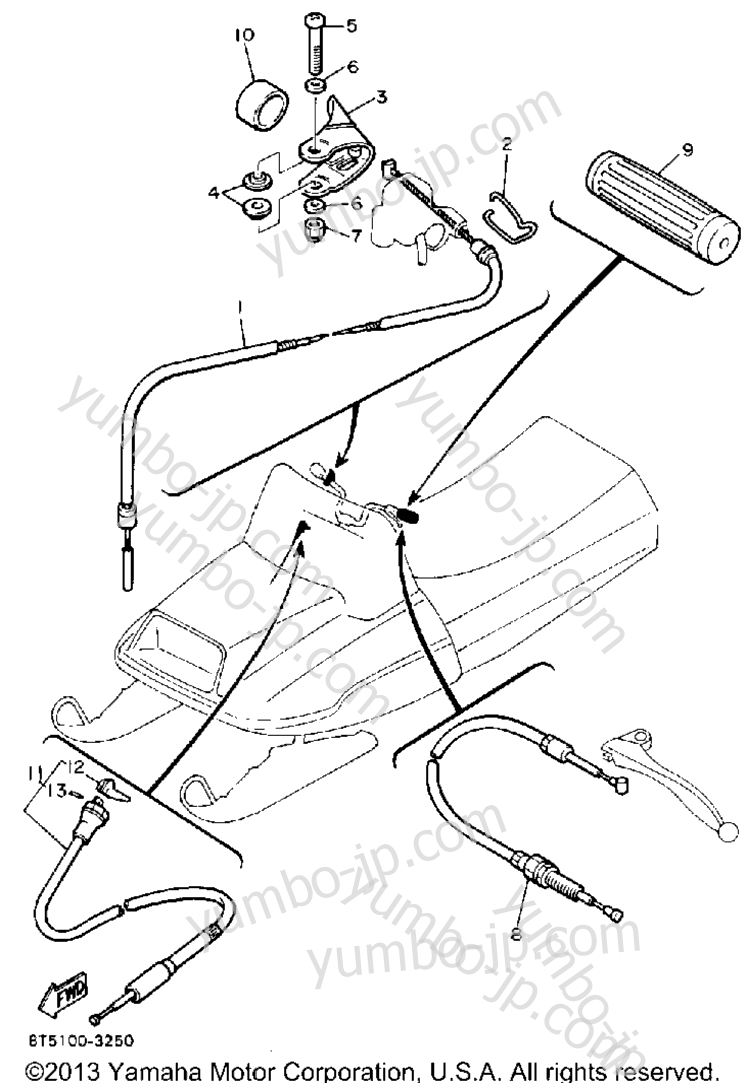 Control - Cable for snowmobiles YAMAHA ET300G 1983 year