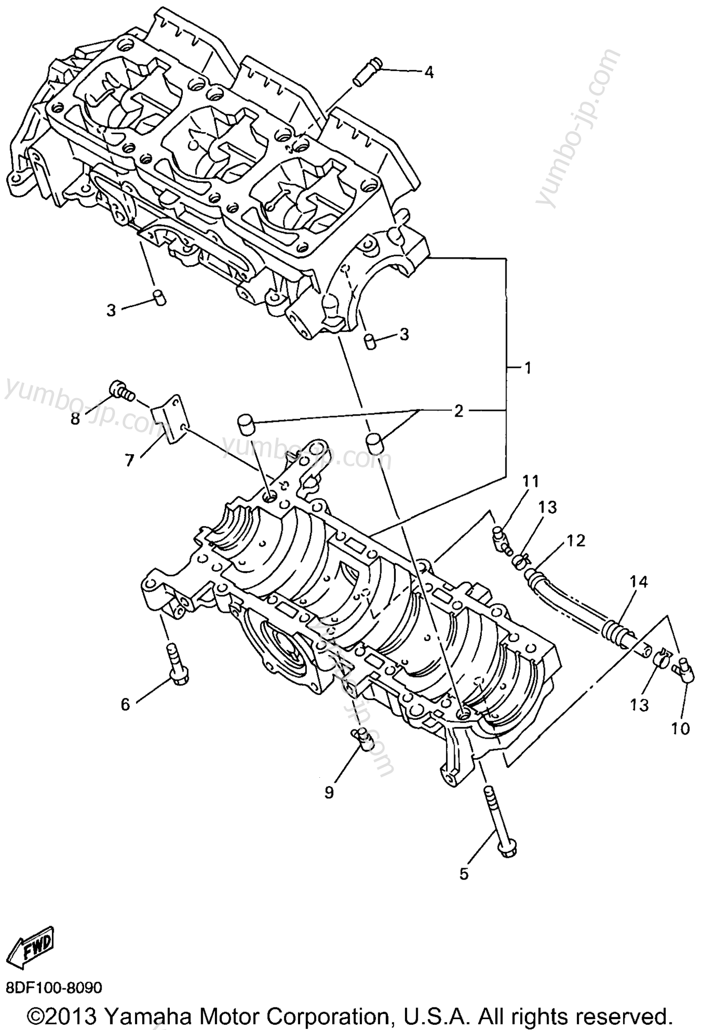 CRANKCASE for snowmobiles YAMAHA SRX700S (OHLINS FR SHOCKS) (SRX700SB) 1998 year