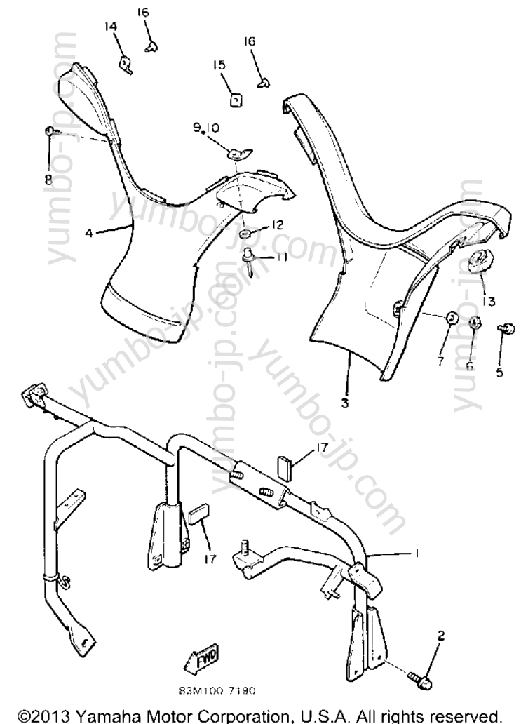 Steering Gate for snowmobiles YAMAHA INVITER (CF300L) 1987 year
