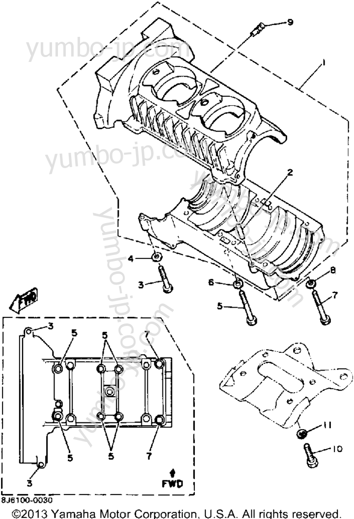 Крышка картера для снегоходов YAMAHA ENTICER 340 (ET340K) 1986 г.