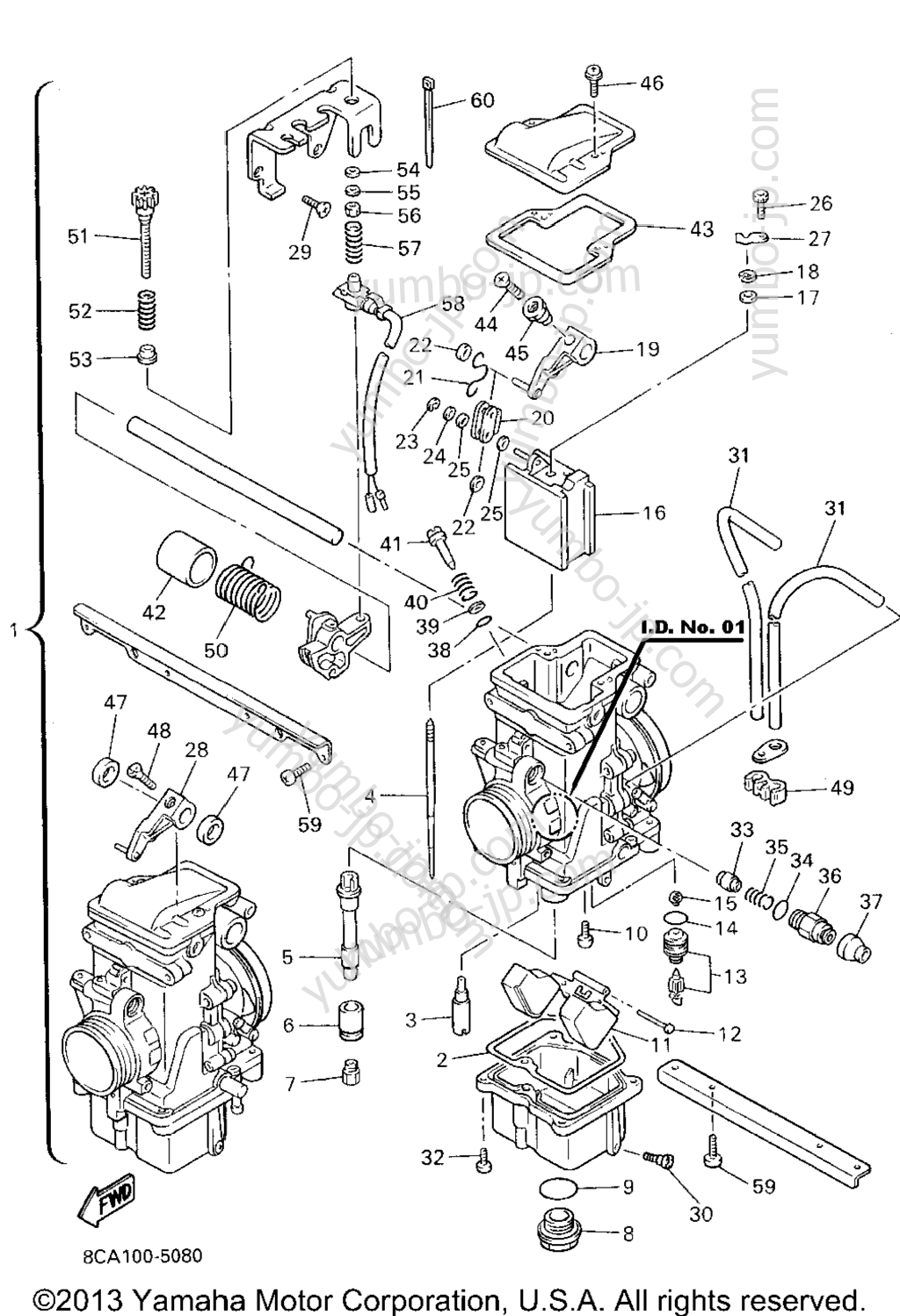 Carburetor 1 8Ab 01 для снегоходов YAMAHA VMAX 500 LE (ELEC START) (VX500EV) 1995 г.