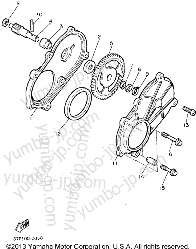 Pump Drive Gear для снегоходов YAMAHA OVATION LE (CS340EU) 1994 г.