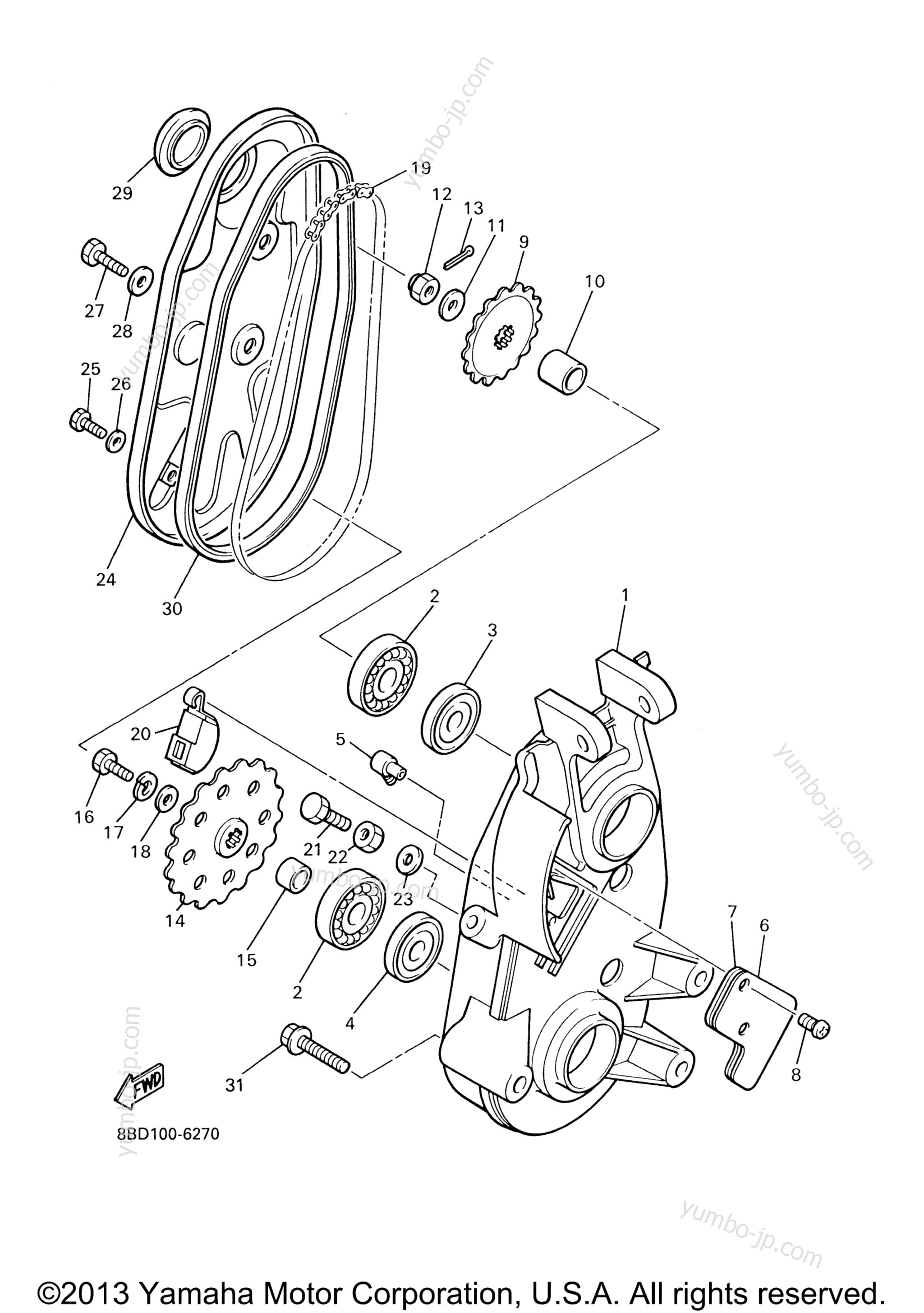 Track Drive 2 for snowmobiles YAMAHA BRAVO (BR250TL1) 2006 year