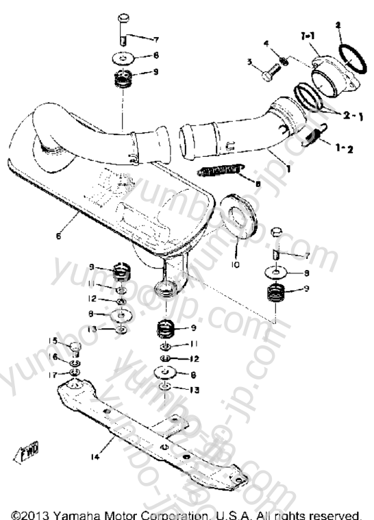 Exhaust for snowmobiles YAMAHA SM292 1973 year