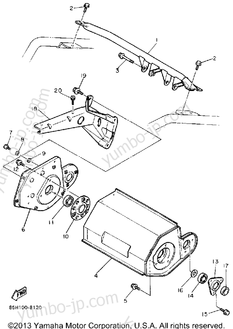 Engine Bracket for snowmobiles YAMAHA SNOSCOOT (ELEC START) (SV80EM) 1988 year