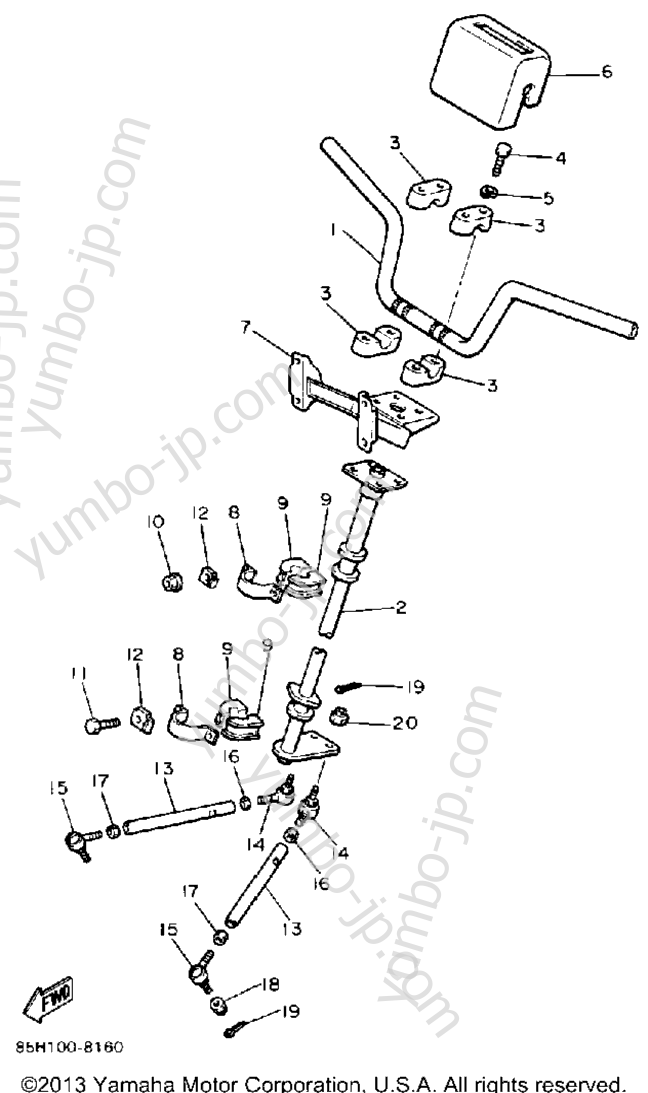 Steering for snowmobiles YAMAHA SNOSCOOT (ELEC START) (SV80EM) 1988 year