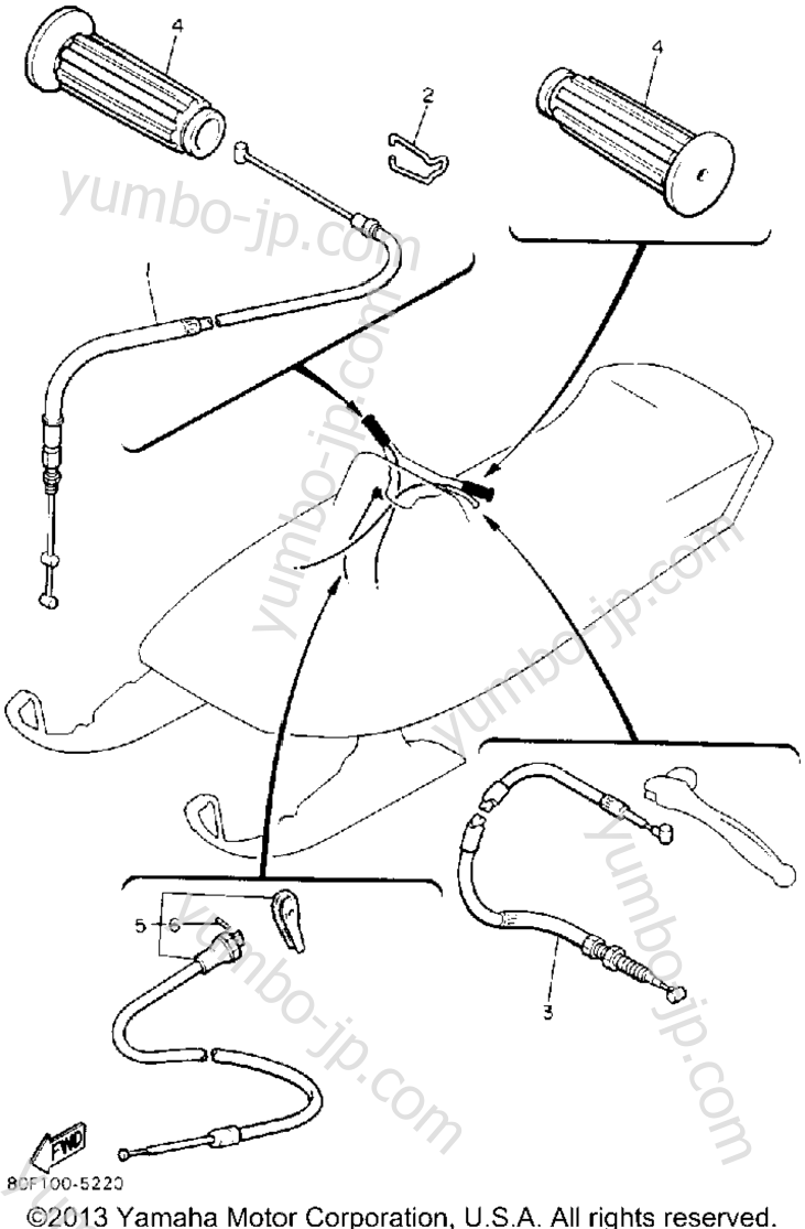Устройство дистанционного управления / Кабеля для снегоходов YAMAHA BRAVO LT (LONG TRACK) (BR250TT) 1993 г.