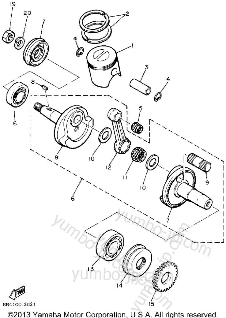 Crankshaft - Piston for snowmobiles YAMAHA BRAVO (BR250P) 1990 year
