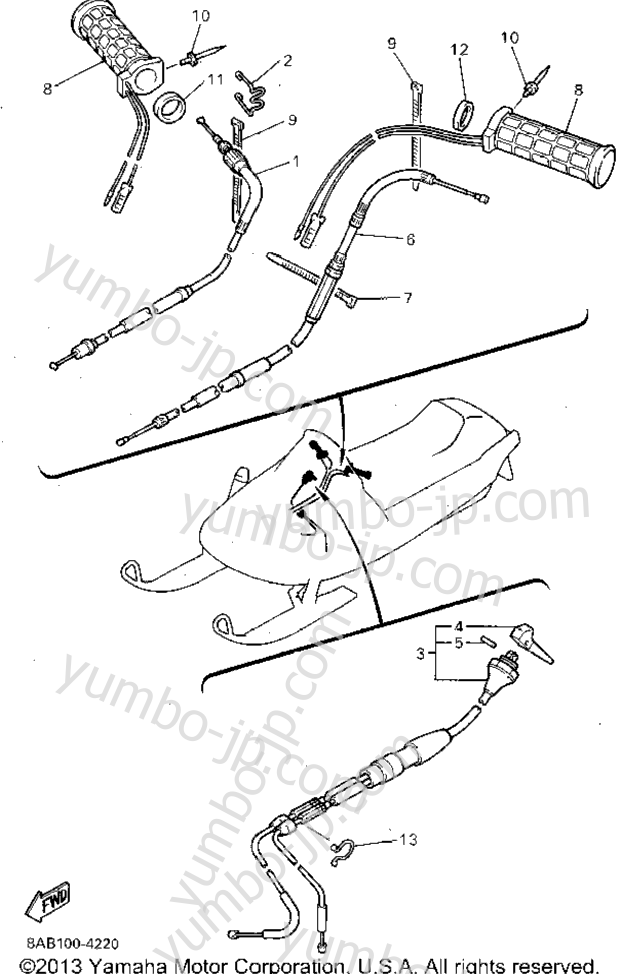 CONTROL CABLE for snowmobiles YAMAHA VMAX 500 LE (ELEC START) (VX500EU) 1994 year