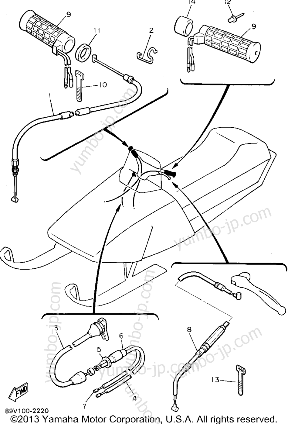 CONTROL CABLE for snowmobiles YAMAHA PHAZER II LE (ELEC START) (PZ480EU) 1994 year