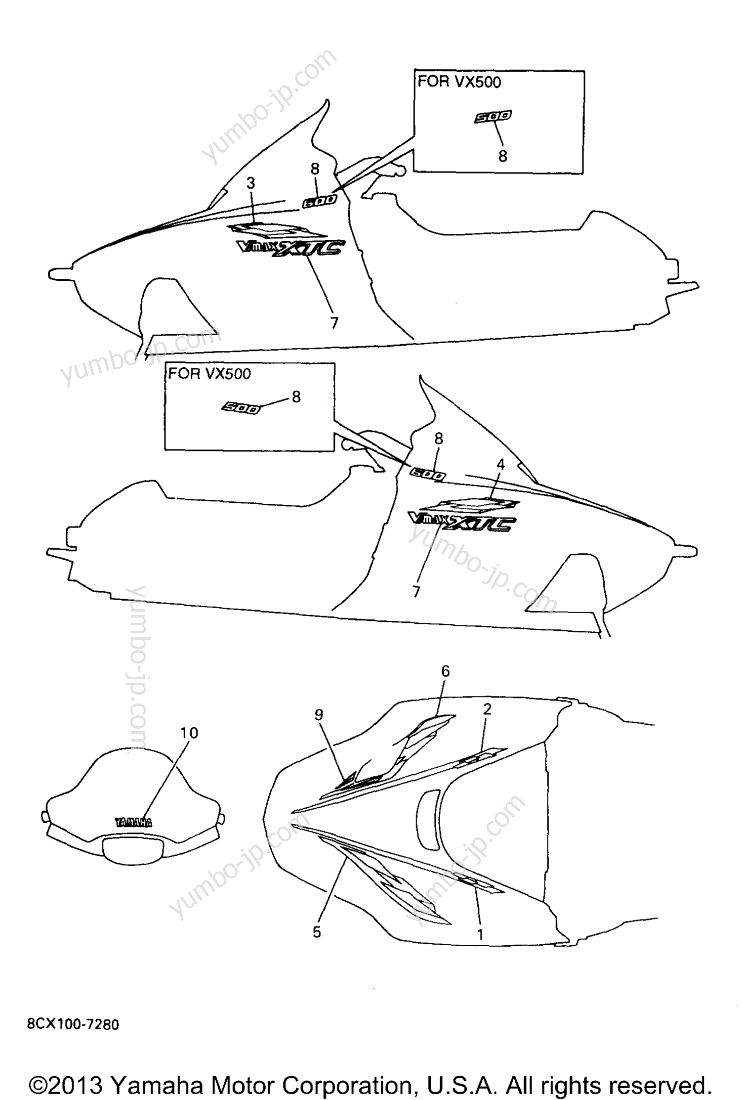 EMBLEM for snowmobiles YAMAHA VMAX 500 XTC (REVERSE) (VX500XTCRA) 1997 year