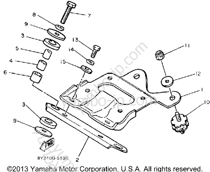 Engine Bracket for snowmobiles YAMAHA EXCEL III (EC340L) 1987 year