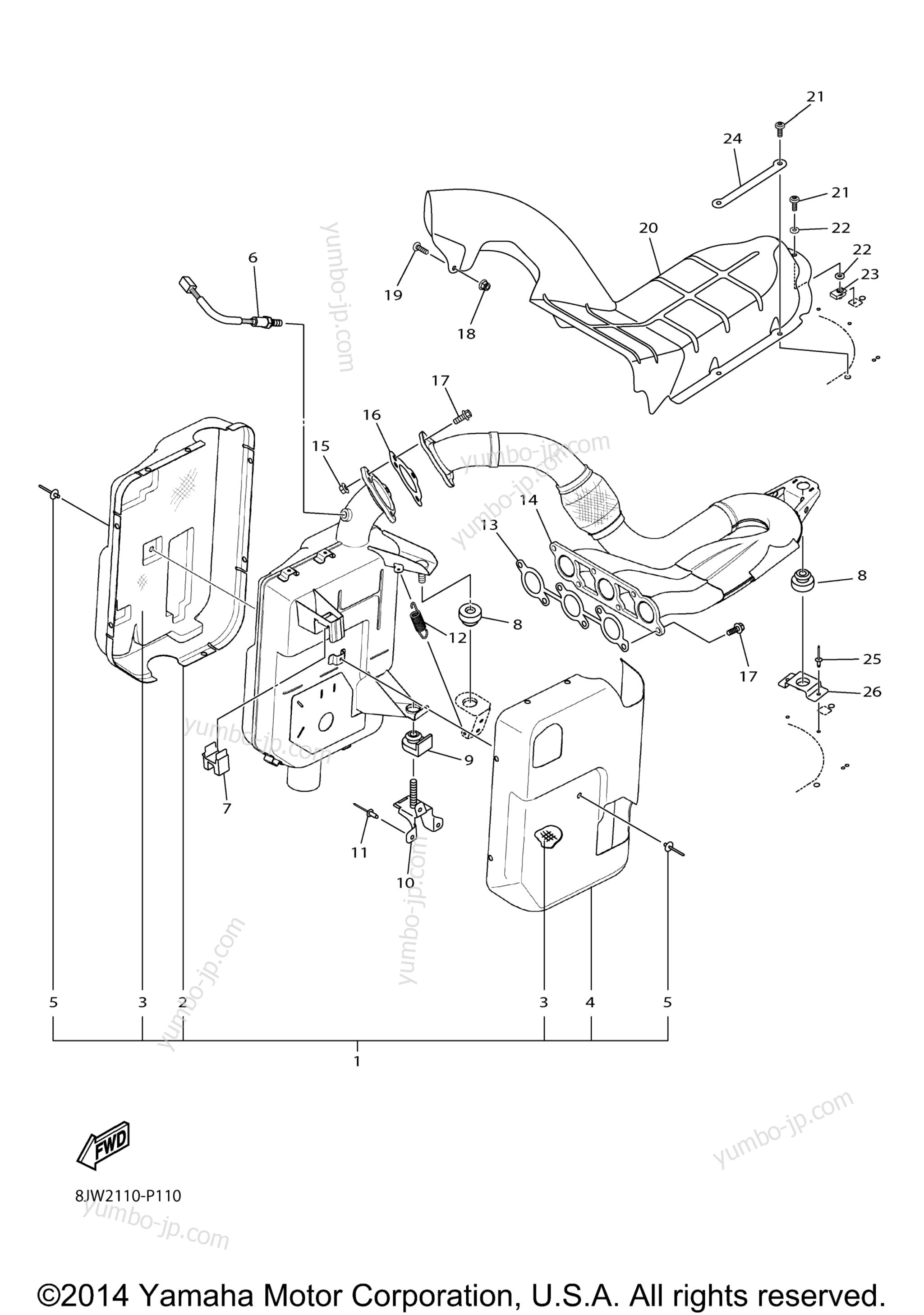 Exhaust для снегоходов YAMAHA SRVIPER L TX SE 1.25 (SR10LSFO) 2015 г.