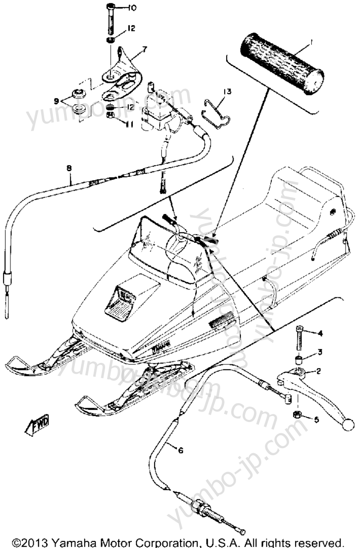 Grip - Wiring for snowmobiles YAMAHA GP433B 1973 year