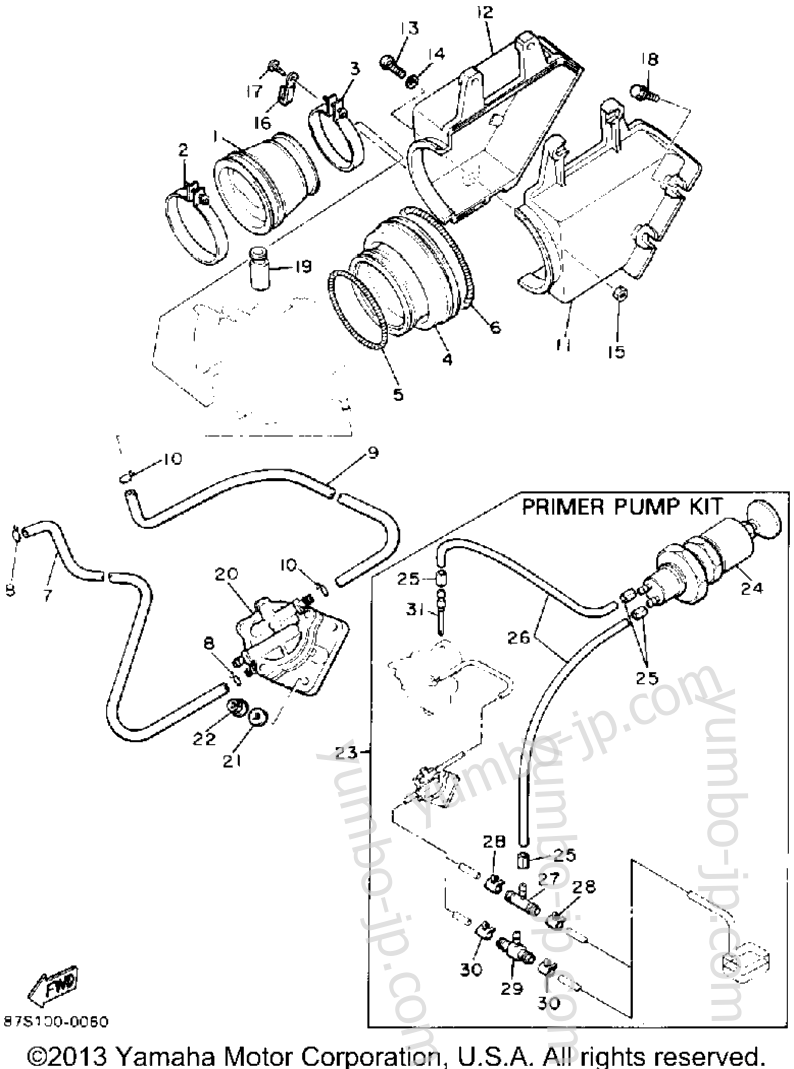 AIR CLEANER for snowmobiles YAMAHA BRAVO (BR250P) 1990 year