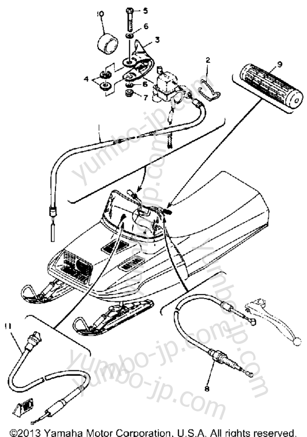 Control - Cable for snowmobiles YAMAHA ET340D 1980 year
