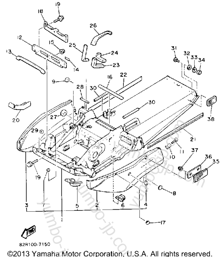 FRAME for snowmobiles YAMAHA BRAVO LT (LONG TRACK) (BR250TR) 1991 year