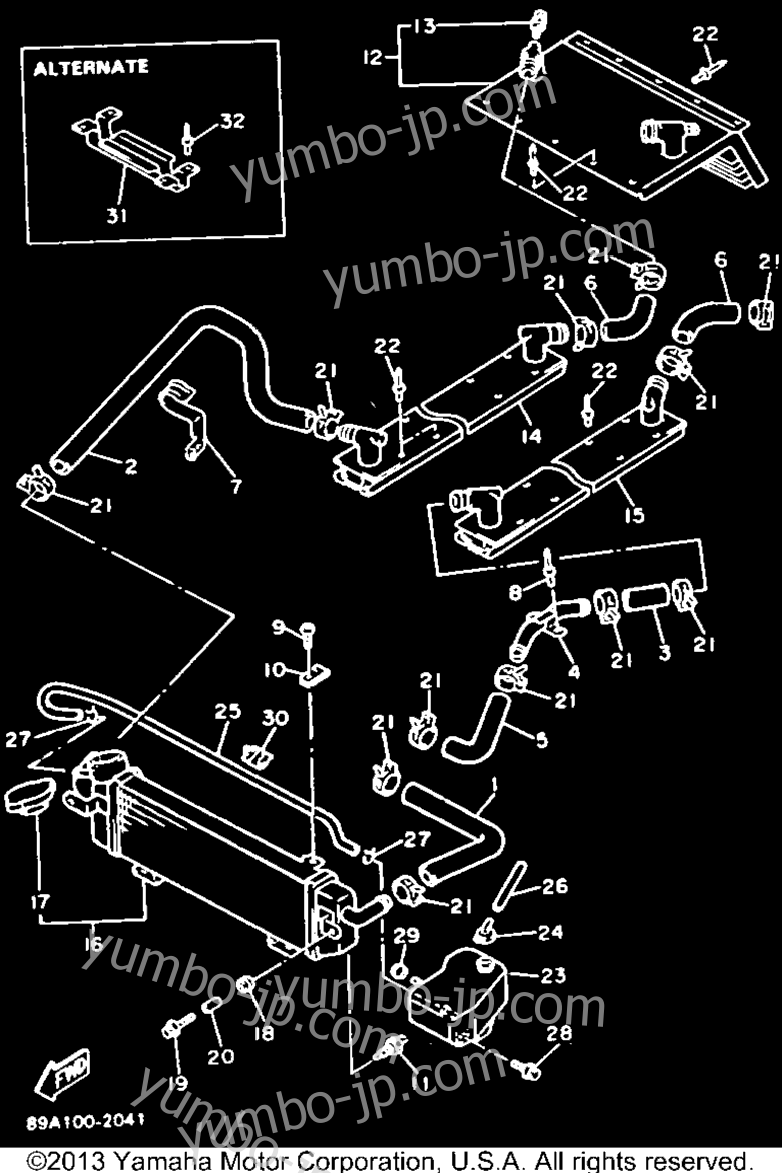 Radiator-Hose для снегоходов YAMAHA VMAX-4 (VX750S) 1992 г.