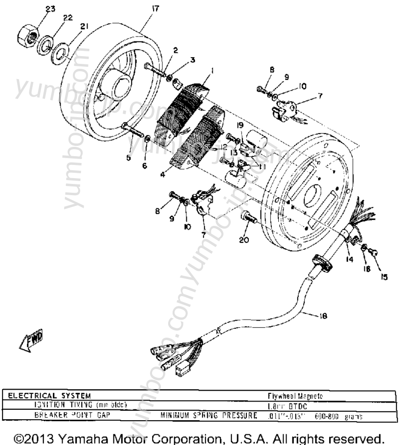 Flywheel Magneto for snowmobiles YAMAHA SR433B (SR433B) 1972 year
