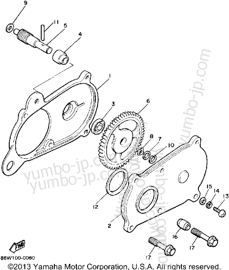 Pump Drive-Gear for snowmobiles YAMAHA INVITER (CF300P) 1990 year