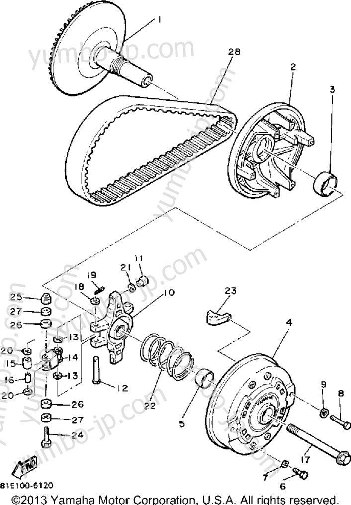 Primary Sheave для снегоходов YAMAHA INVITER (CF300N) 1989 г.