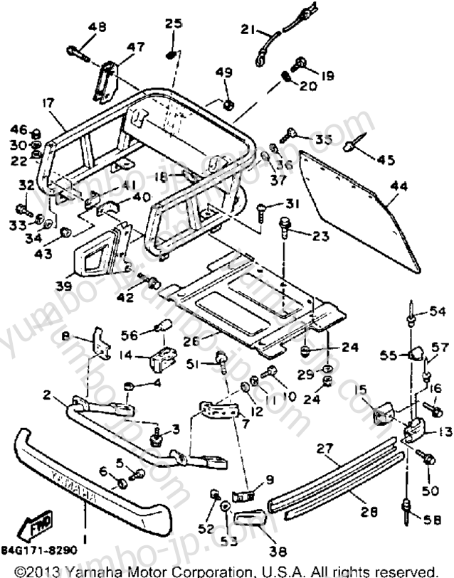 Bumper for snowmobiles YAMAHA ENTICER LTR (LONG TRACK+REVERSE) (ET400TRN) 1989 year