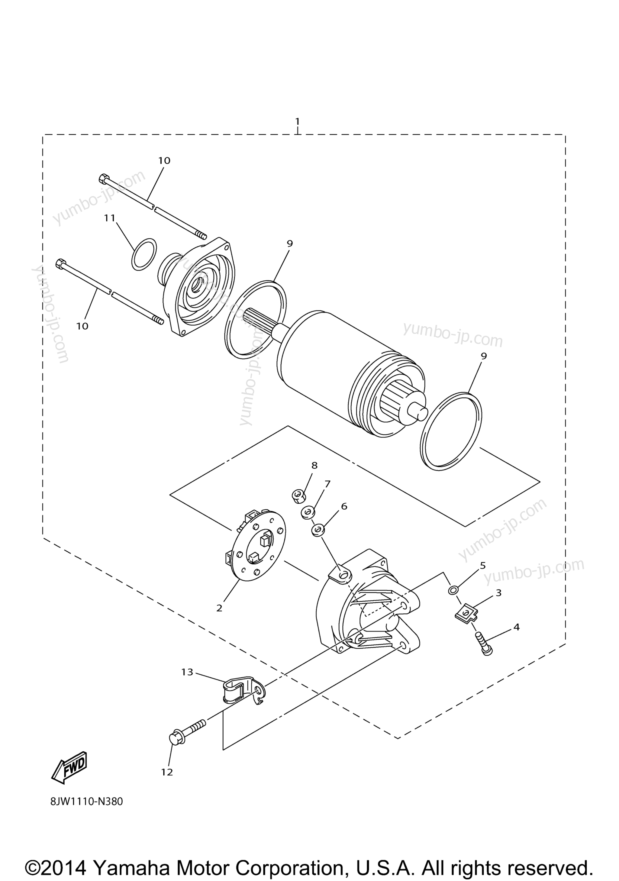 STARTING MOTOR for snowmobiles YAMAHA SRVIPER S TX DX (SR10SDFR) 2015 year