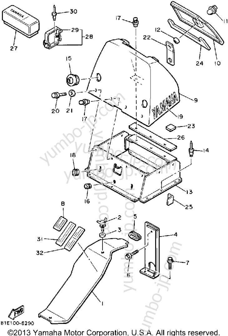 Guard-Luggage Box for snowmobiles YAMAHA INVITER (CF300P) 1990 year