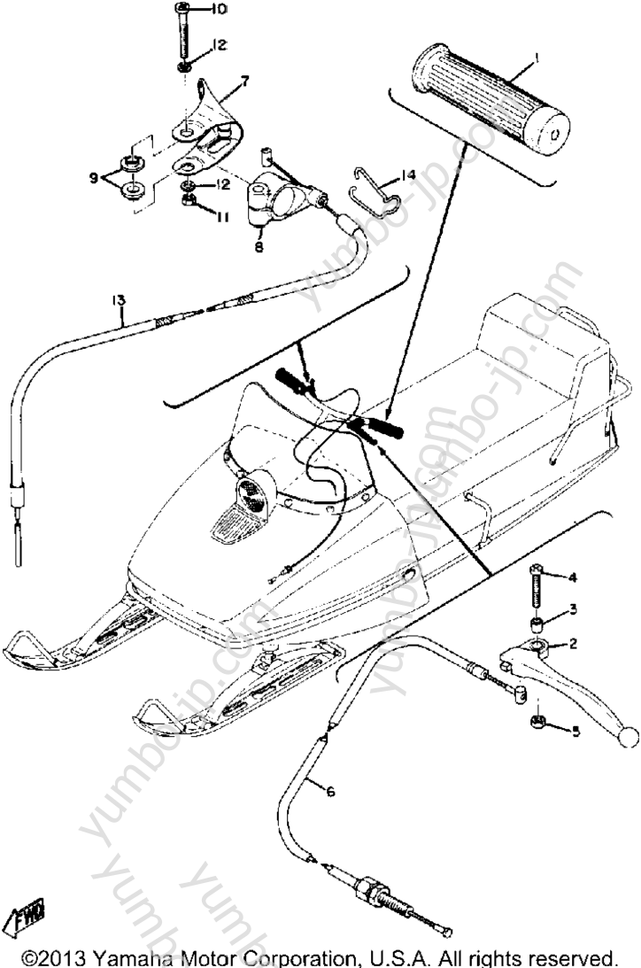 Grip Wiring for snowmobiles YAMAHA GP433SS 1972 year