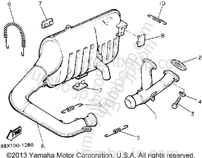 Exhaust for snowmobiles YAMAHA PHAZER II (PZ480S) 1992 year