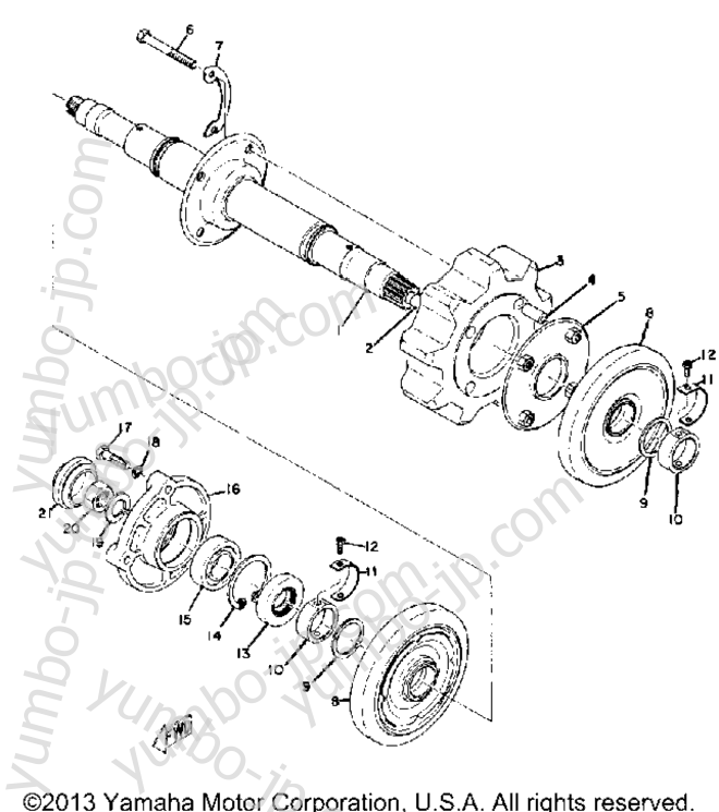 FRONT AXLE for snowmobiles YAMAHA SL396 1969 year