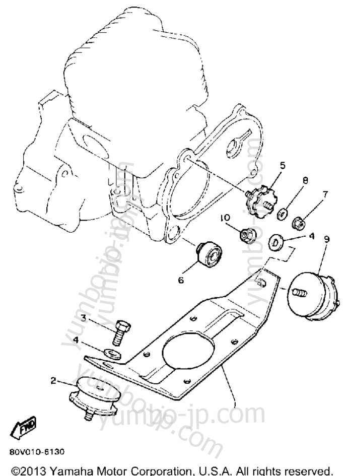 Engine Bracket for snowmobiles YAMAHA BRAVO T (LONG TRACK) (BR250TM) 1988 year