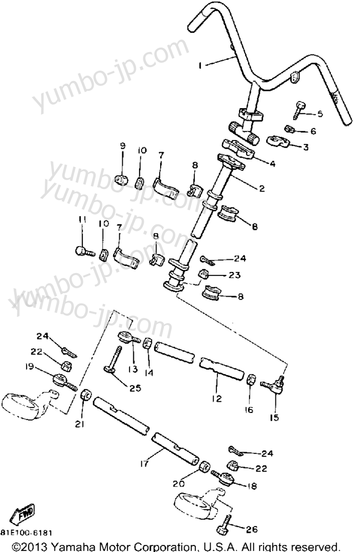 Steering for snowmobiles YAMAHA INVITER (CF300N) 1989 year