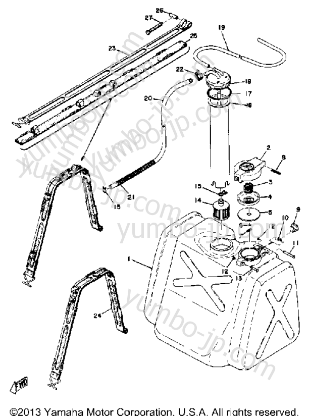 Топливный бак для снегоходов YAMAHA SL338F 1974 г.