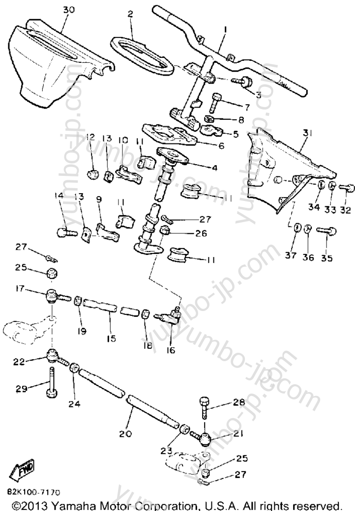 Steering for snowmobiles YAMAHA PHAZER (PZ480M) 1988 year