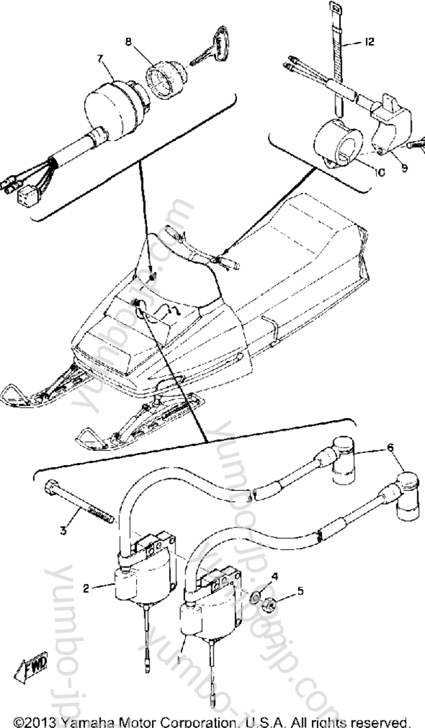 Electrical for snowmobiles YAMAHA SR433B (SR433B) 1972 year
