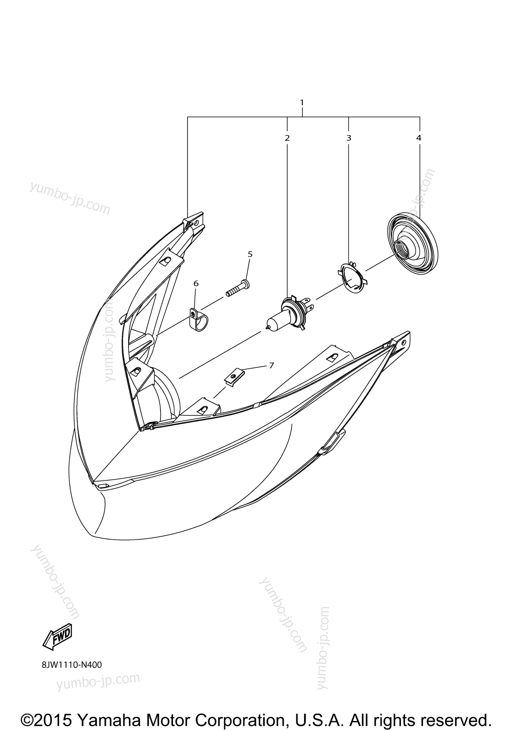 HEADLIGHT for snowmobiles YAMAHA SRVIPER MTX 162 LE (SR10M62LFO) 2015 year