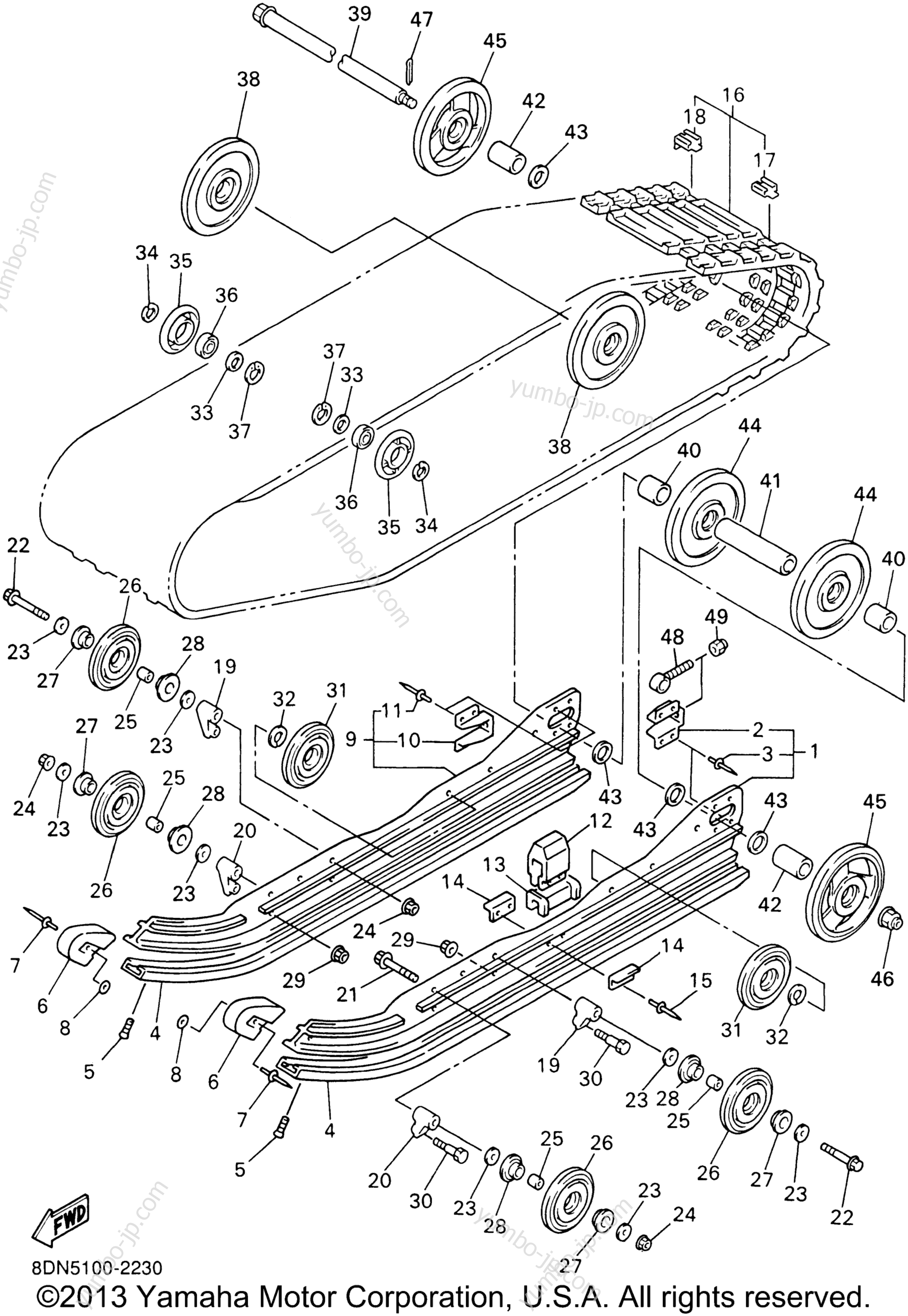 Track Suspension 1 for snowmobiles YAMAHA SRX700 (SRX700G) 2002 year