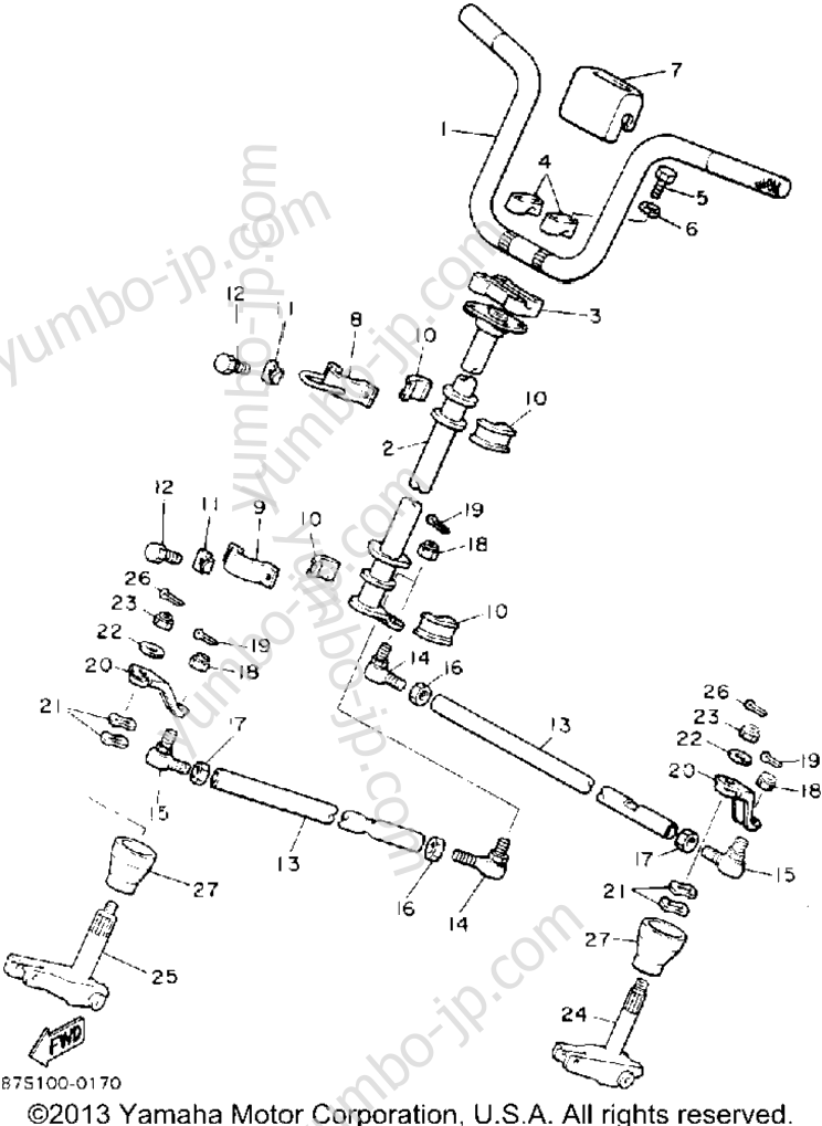 Steering for snowmobiles YAMAHA BRAVO (BR250P) 1990 year