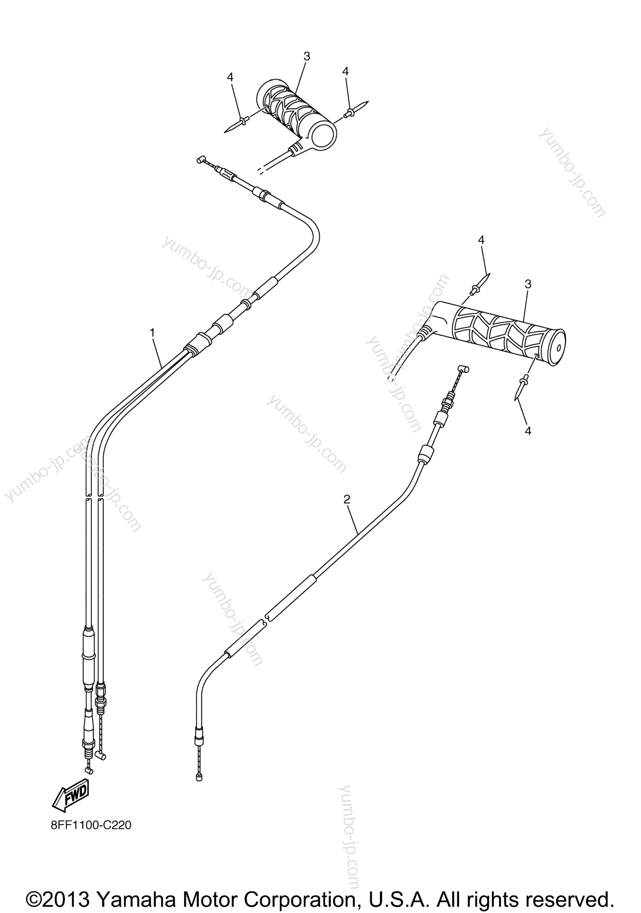 CONTROL CABLE for snowmobiles YAMAHA SX VIPER S (SXV70SJ) 2004 year