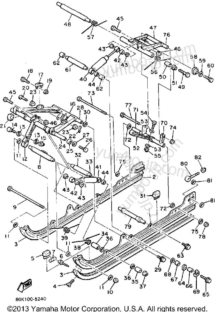 Track Suspension 2 для снегоходов YAMAHA PHAZER E (ELEC START) (PZ480EJ) 1985 г.