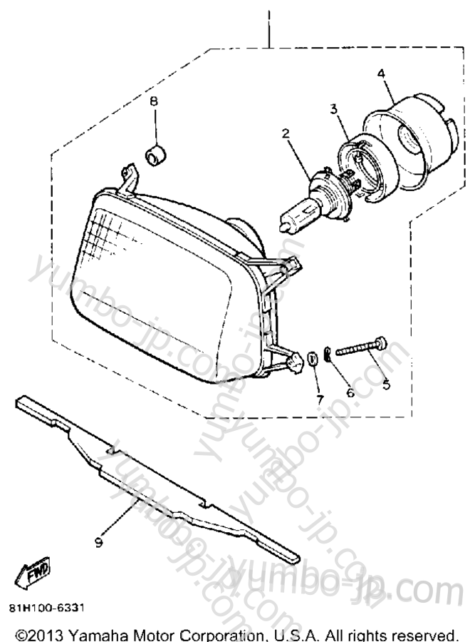 HEADLIGHT для снегоходов YAMAHA PHAZER DELUXE (ELEC START) (PZ480EN) 1989 г.