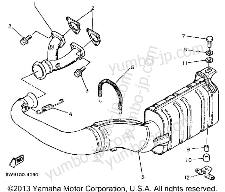 Exhaust for snowmobiles YAMAHA ENTICER 340 (ET340M) 1988 year