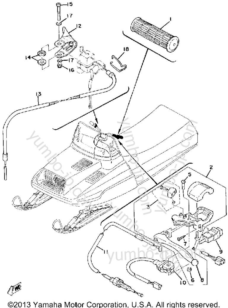 Grip - Wiring for snowmobiles YAMAHA ET340EC 1979 year