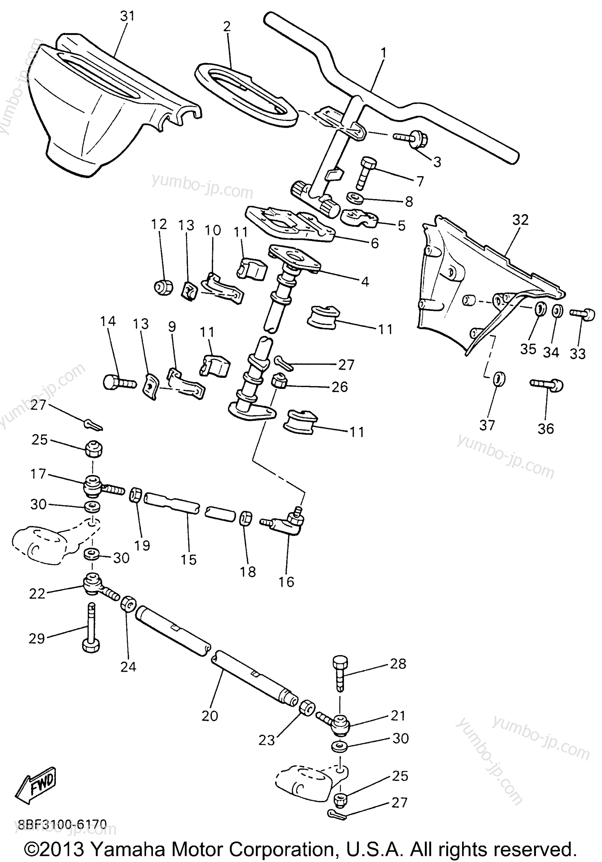 Steering for snowmobiles YAMAHA PHAZER II LE (ELEC START) (PZ480EW) 1996 year