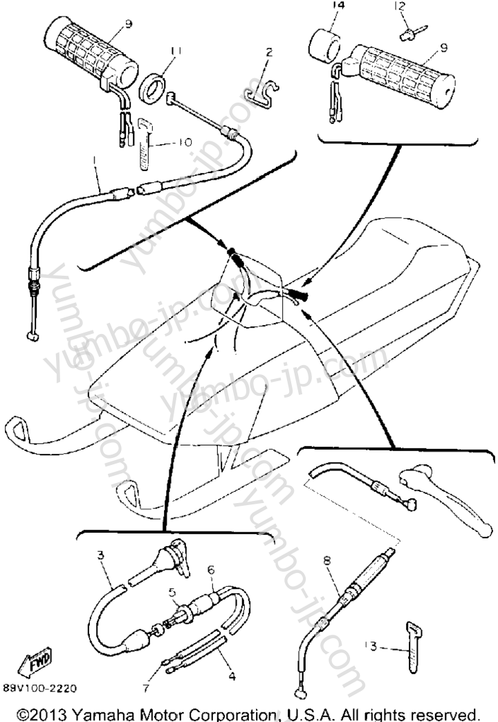 Contol Cable для снегоходов YAMAHA PHAZER II (PZ480S) 1992 г.